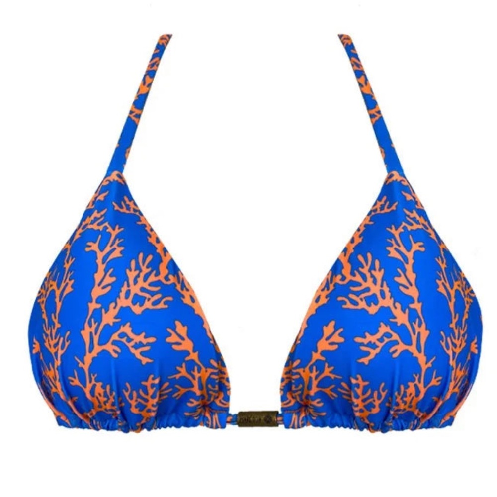 Blue Orange Sea Coral Brazilian Triangle Bikini Top